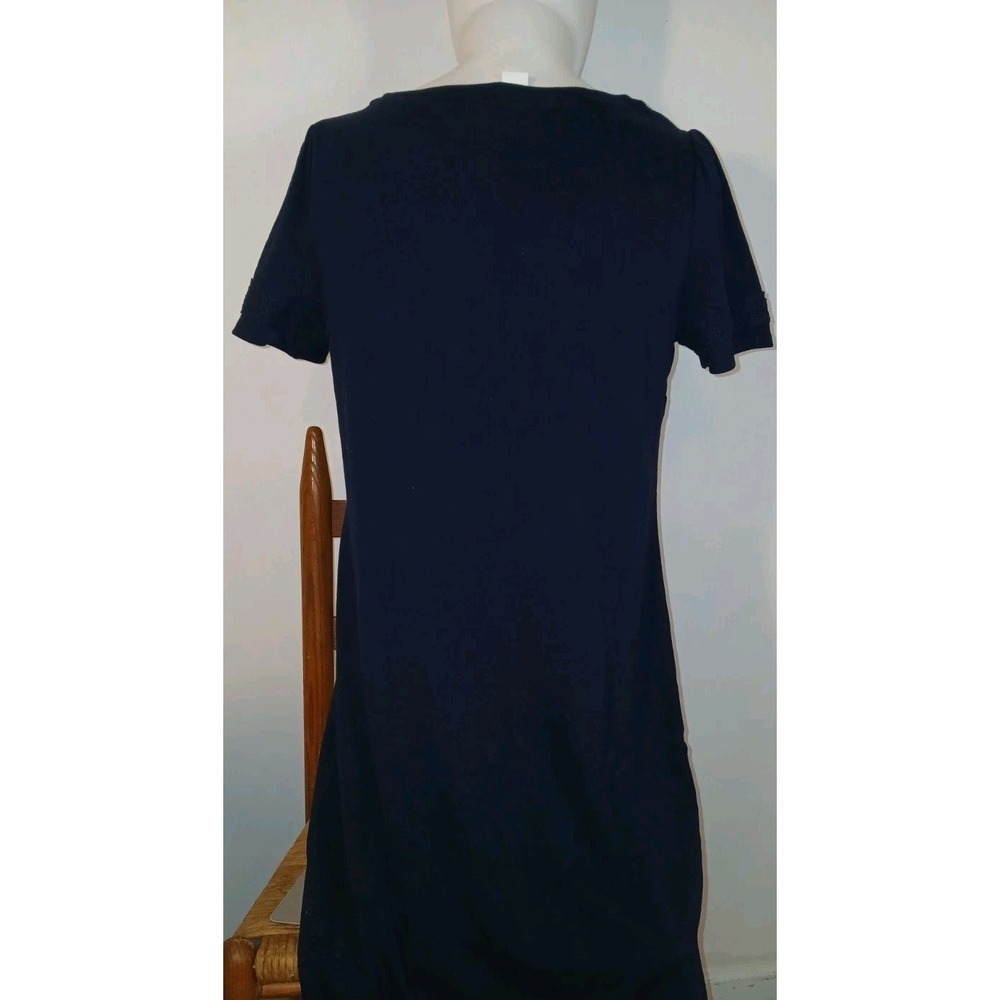 NWT Talbots Navy Blue Embroidered Short Sleeve Tee Shirt Dress Womens Size Large - Picture 2 of 8